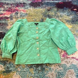 J. Crew Green Button-Up Blouse